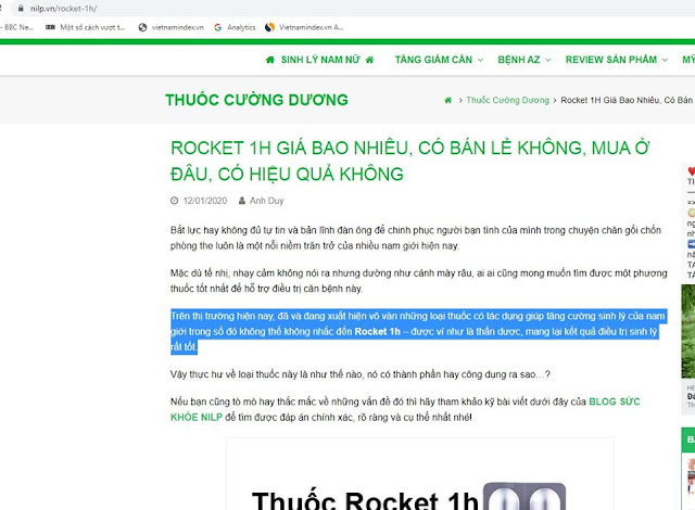 Rocket của công ty Sao Thái Dương đang quảng cáo như ‘thần dược’, ‘thuốc kích dục’